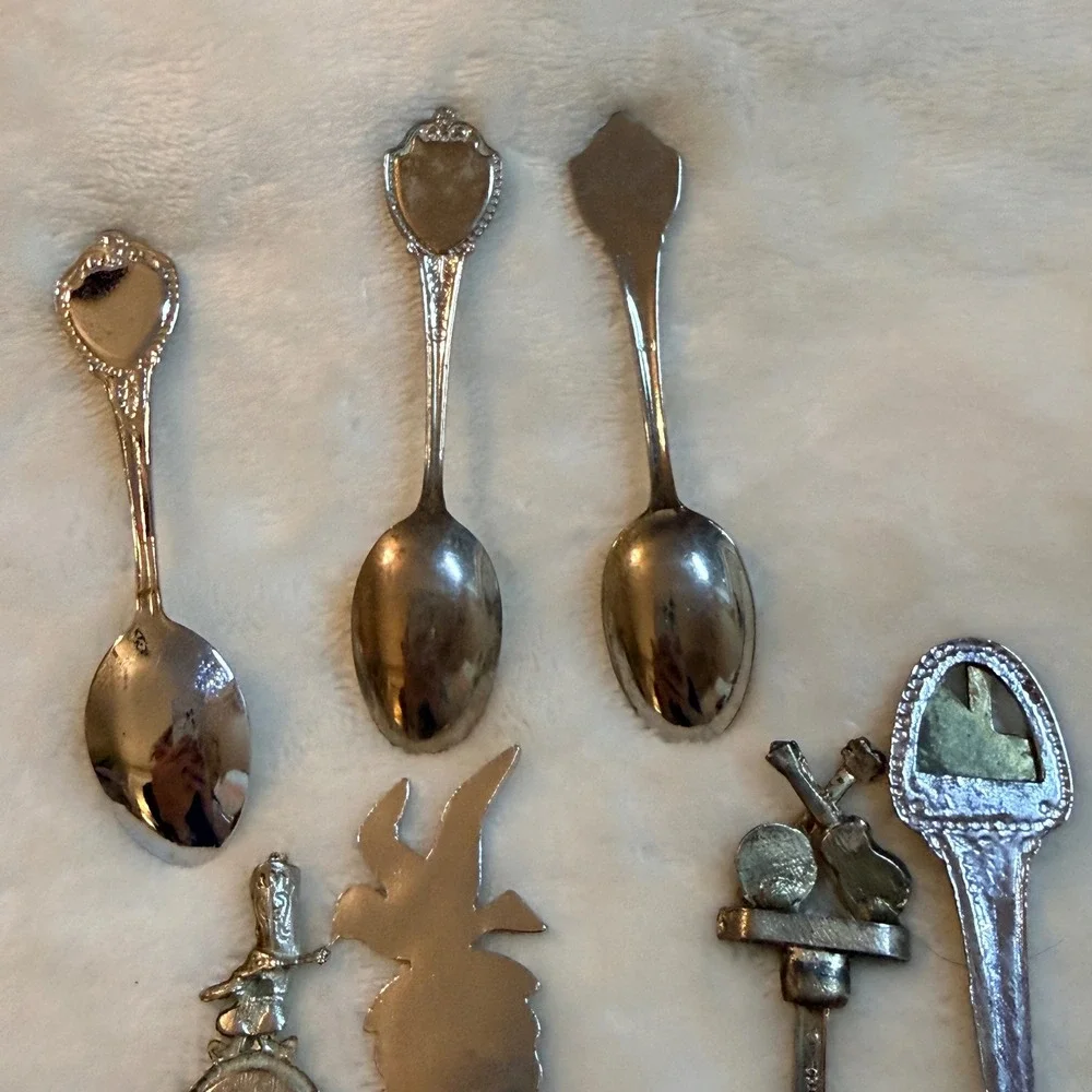 Vintage Souvenir Collector Spoon Lot 9pc Florida Nashville Kansas Oklahoma DC